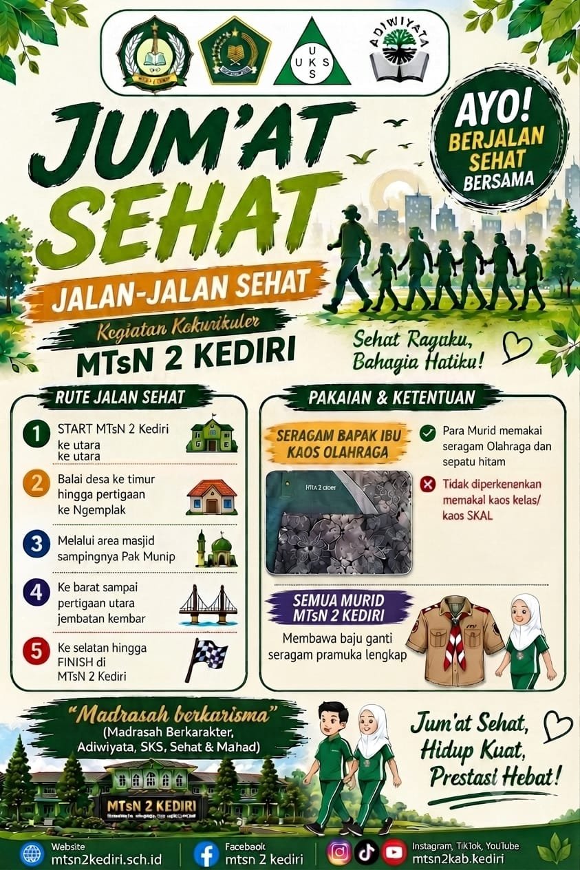 Jumat Sehat Salah satu Kegiatan Kokurikuler MTsN 2 Kediri